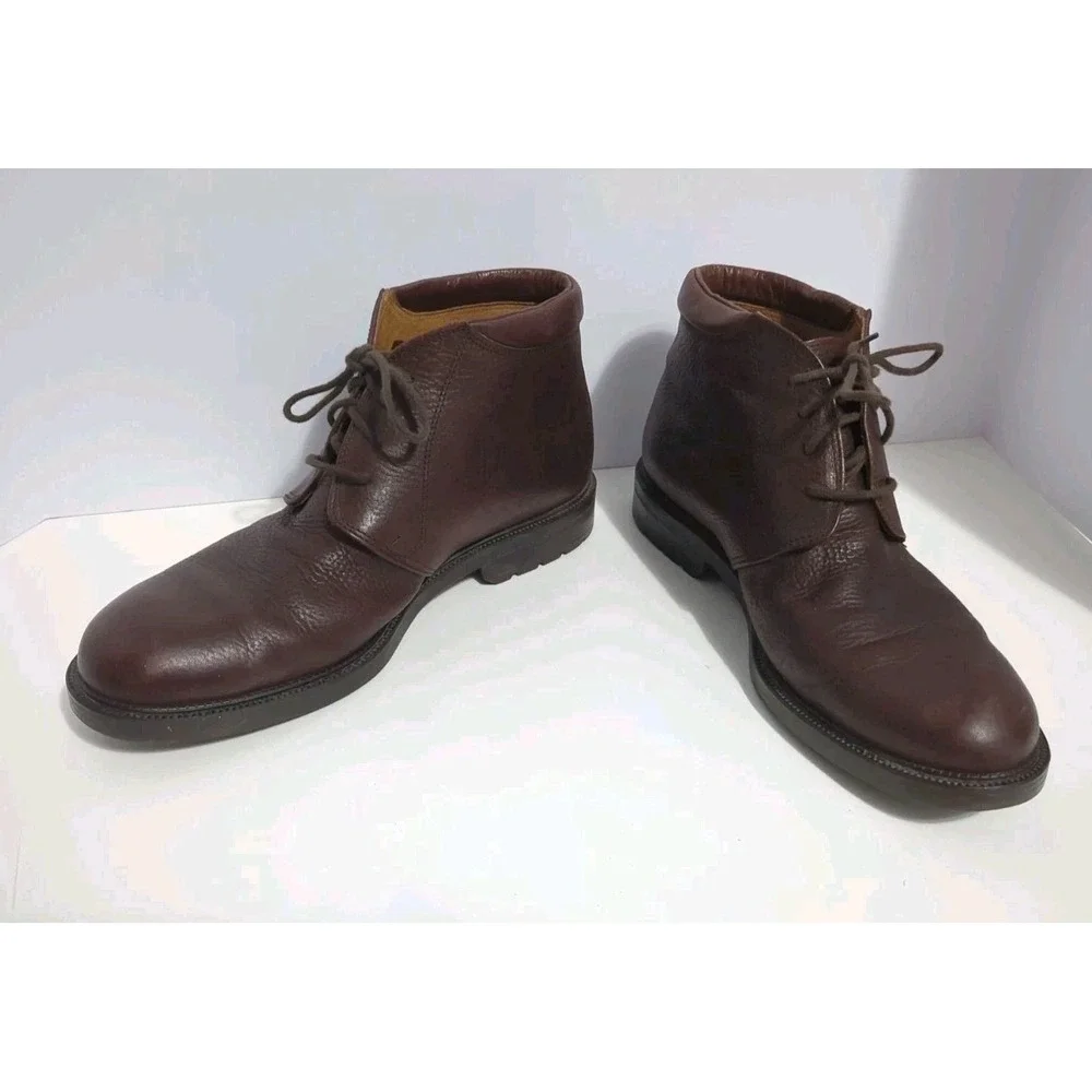 Eddie Bauer Boots Mens Sz 11 M Brown Pebble Leather Chukka Lace Up Casual Italy